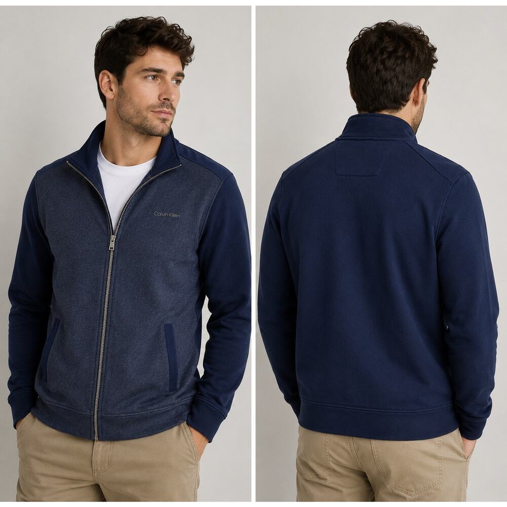 Calvin Klein Men’s Navy Full Zip Jacket Sweatshirt Size Large
